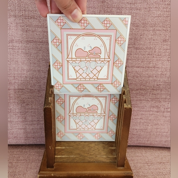 Vintage 1989 House of Lloyd Country Cottage Set of 4 Tile Coaster / Trivet Set - Picture 5 of 10